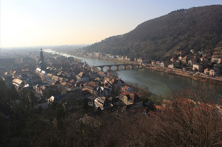 View of River Neckar and Heidelberg Old Town from Heidelberg Castle (source – Allana D)
